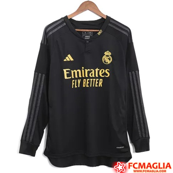 Nuova Maglie Calcio Real Madrid Terza Manica Lungas 2023 2024 Basso Prezzo