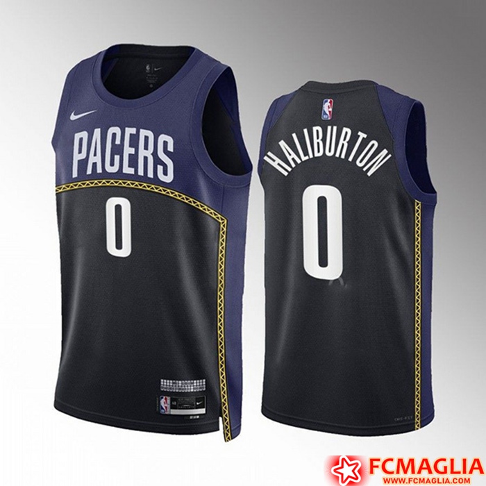 Le Nuove Maglie Indiana Pacers (HALIBURTON #0) 2022/23 Nero/Blu Prezzo