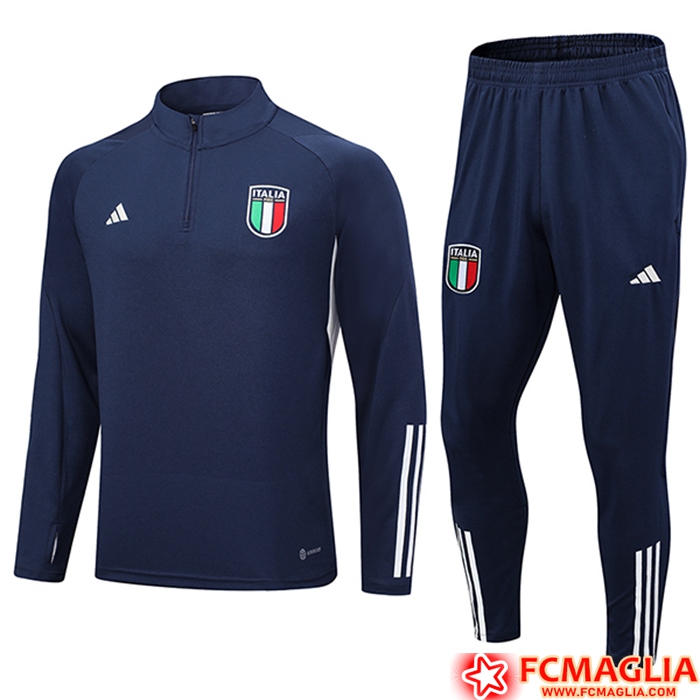 Nuove Insieme Tuta Calcio Italia blu navy 2023/2024 A Poco Prezzo