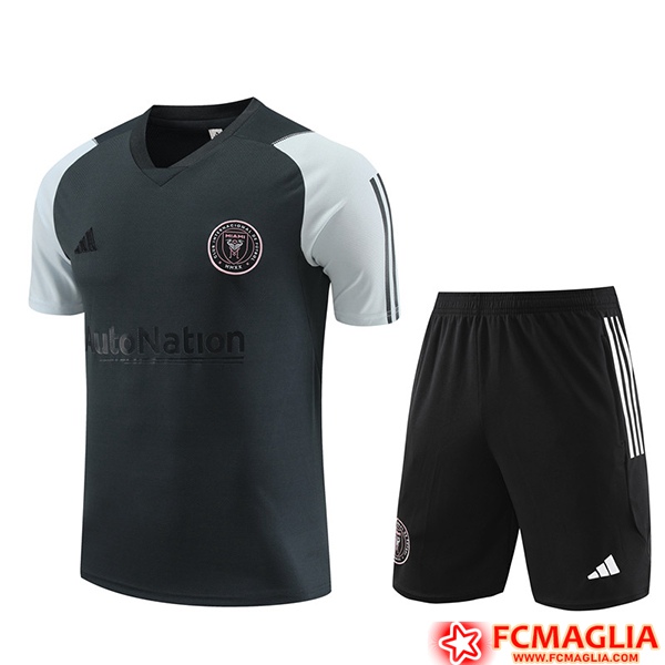 Nuova Kit Maglia Allenamento Pantaloncini Inter Miami CF Grigio Scuro 2023 2024 Basso Prezzo