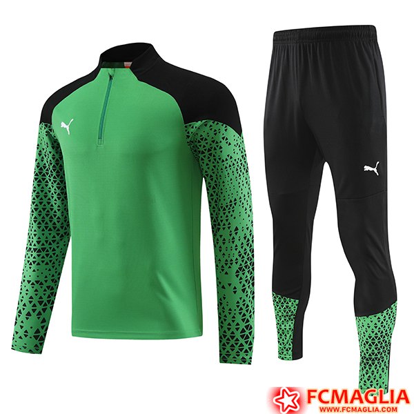 Numeri Insieme Tuta Calcio PUMA Verde/Nero 2023/2024 Poco Prezzo